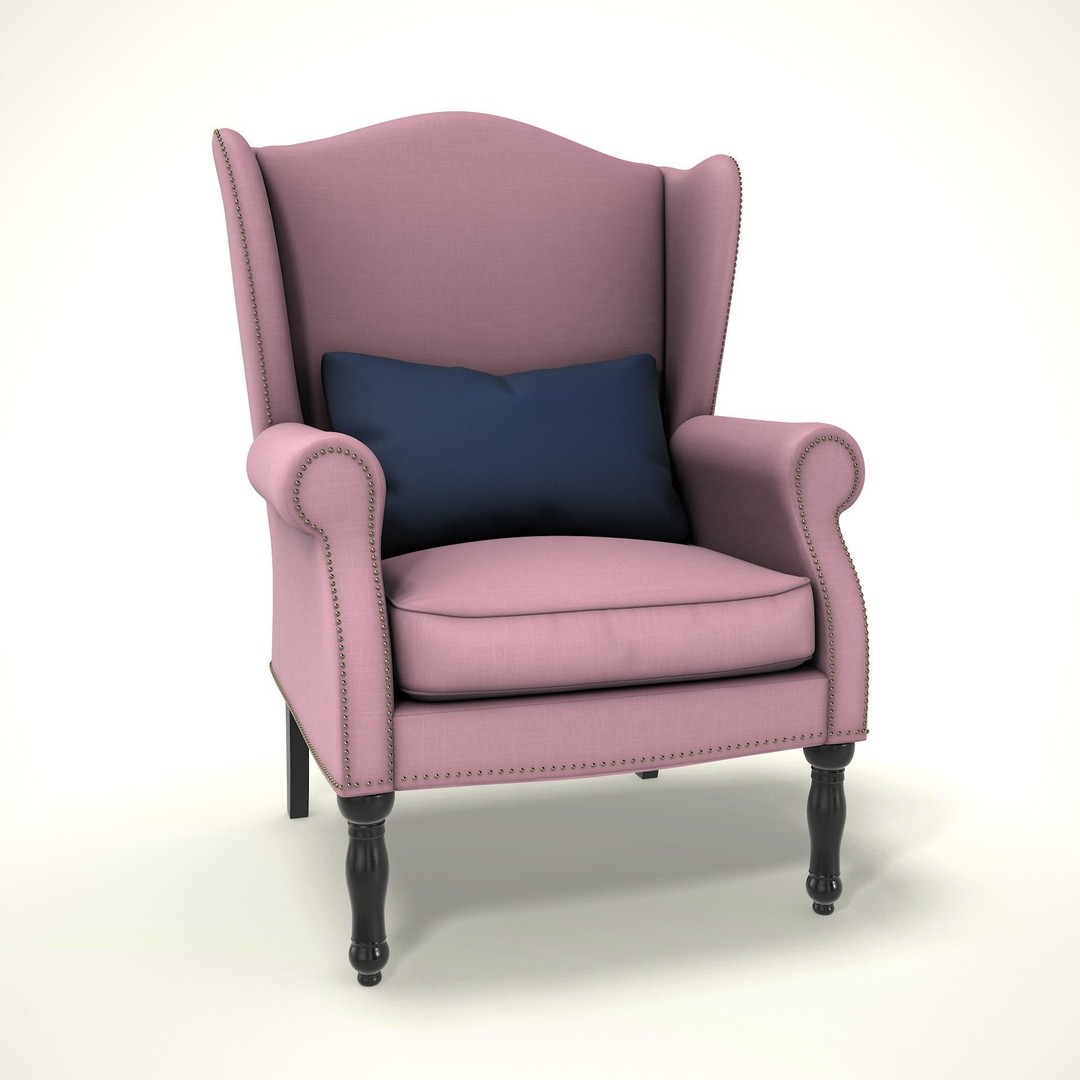 Wingback Chair 3D Model – Cozy Farmhouse Style, PBR Textures, Blender & FBX - View 5