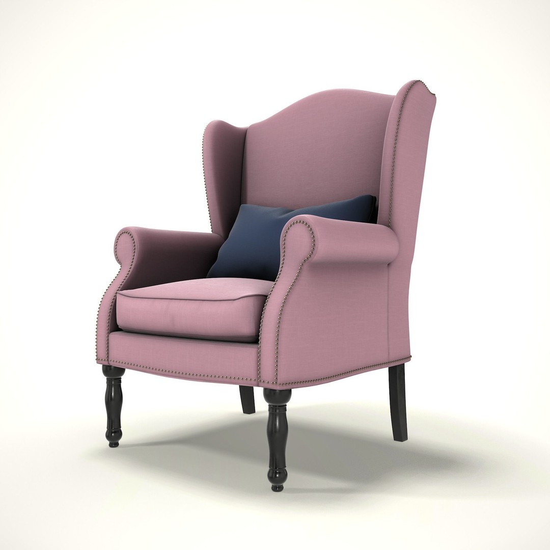Wingback Chair 3D Model – Cozy Farmhouse Style, PBR Textures, Blender & FBX - View 6