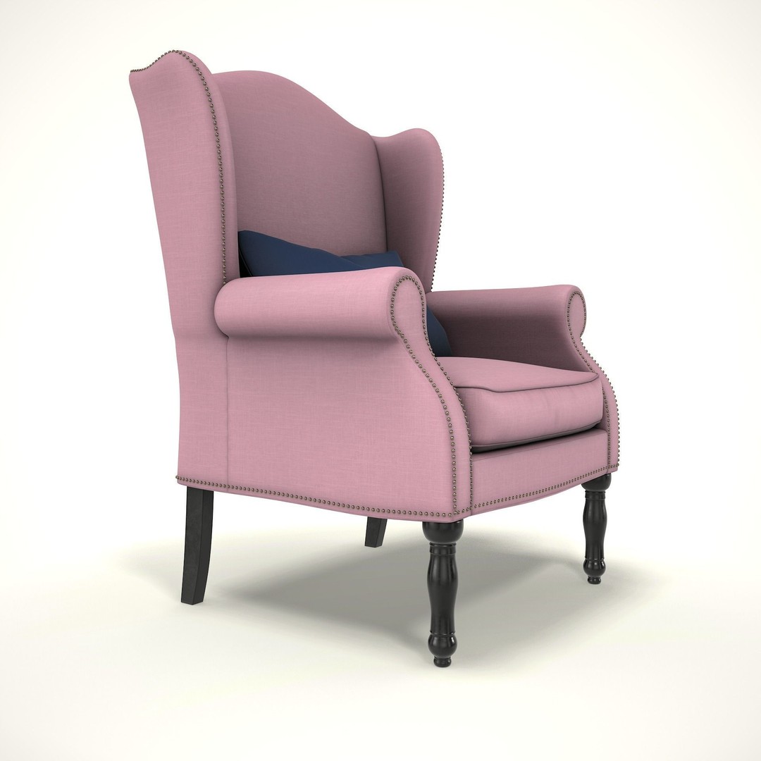 Wingback Chair 3D Model – Cozy Farmhouse Style, PBR Textures, Blender & FBX - View 7