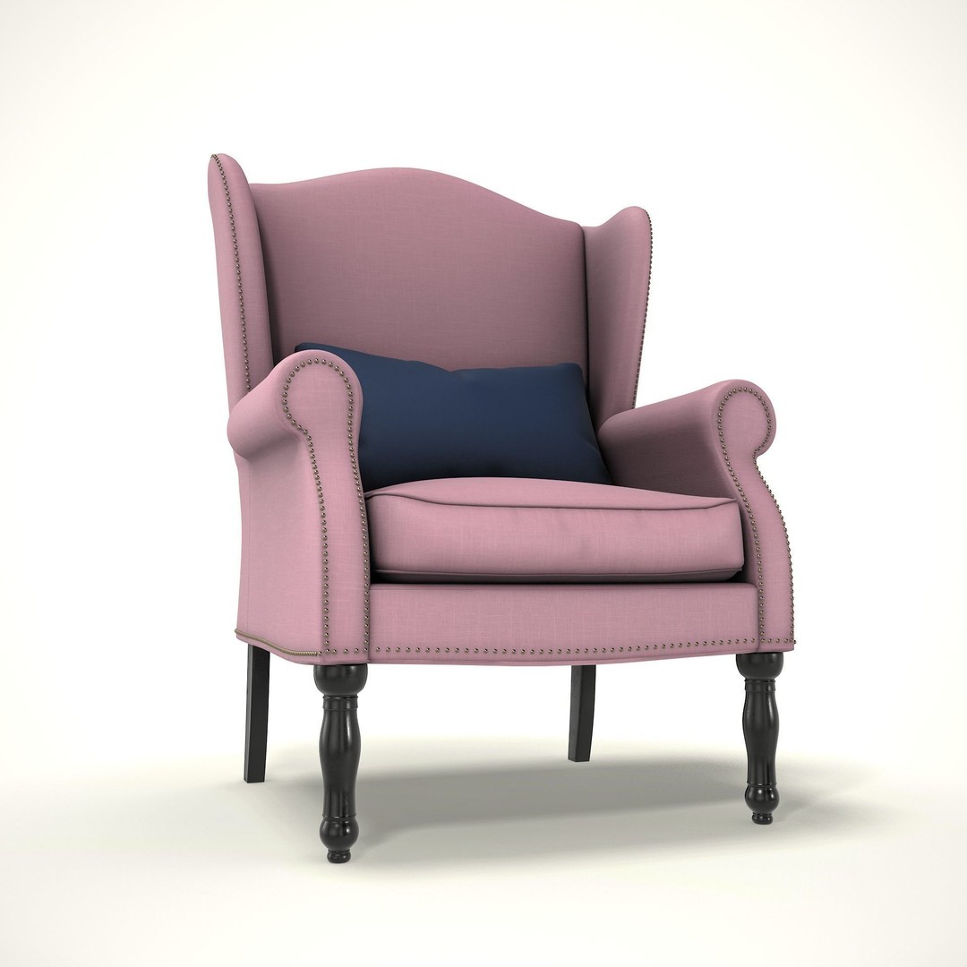 Wingback Chair 3D Model – Cozy Farmhouse Style, PBR Textures, Blender & FBX - View 8