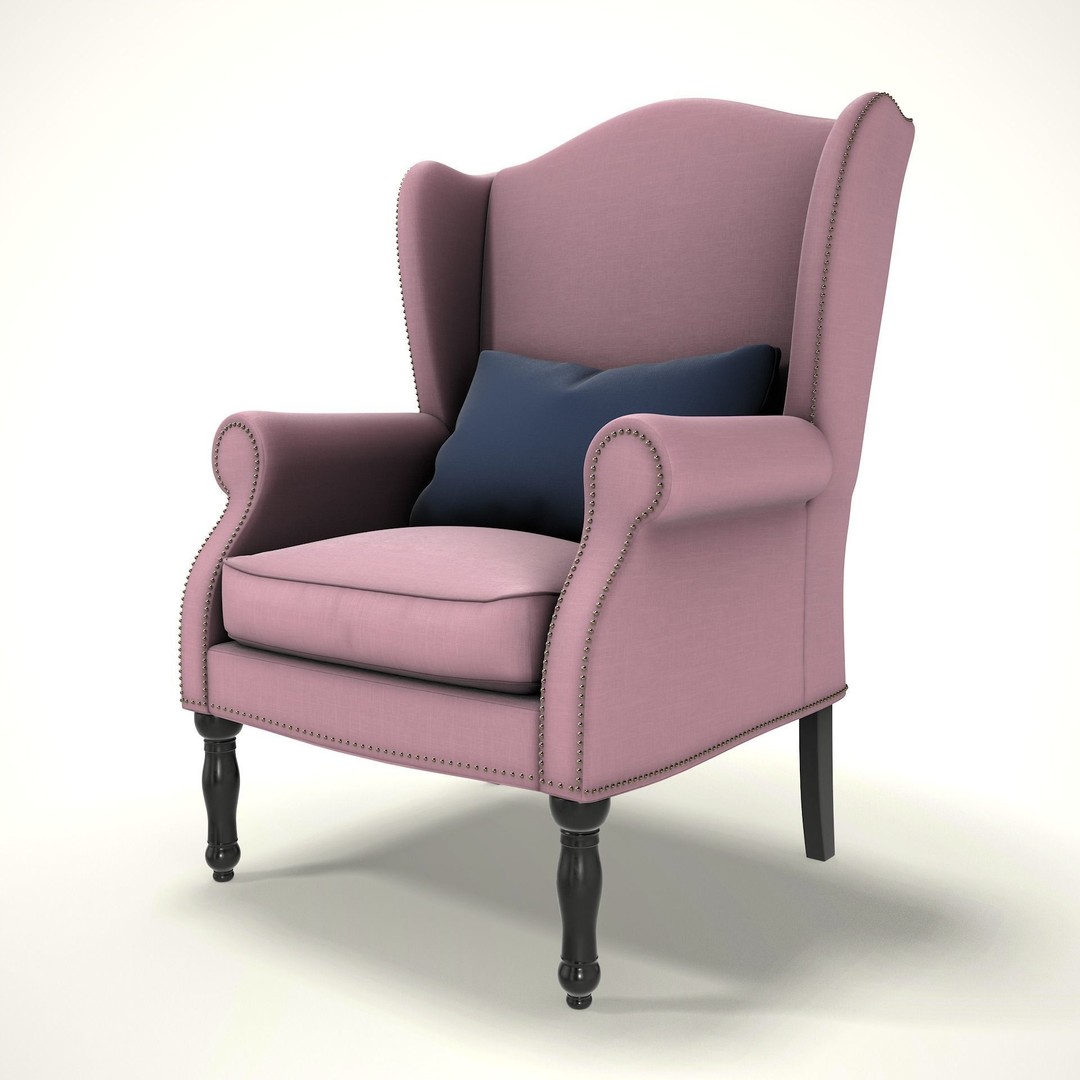 Wingback Chair 3D Model – Cozy Farmhouse Style, PBR Textures, Blender & FBX - View 9