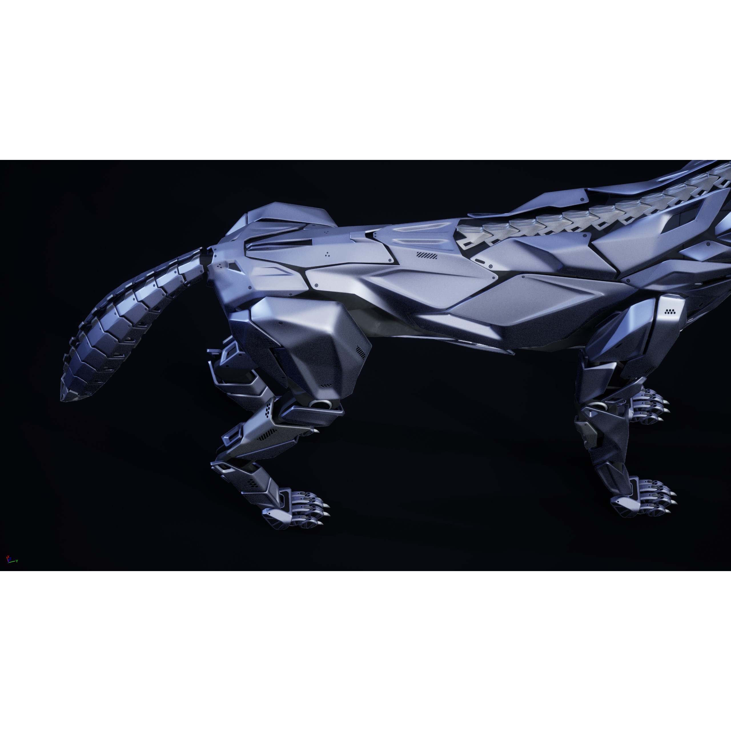 Robot Wolf - Low-Poly Game-Ready 3D Model - View 10