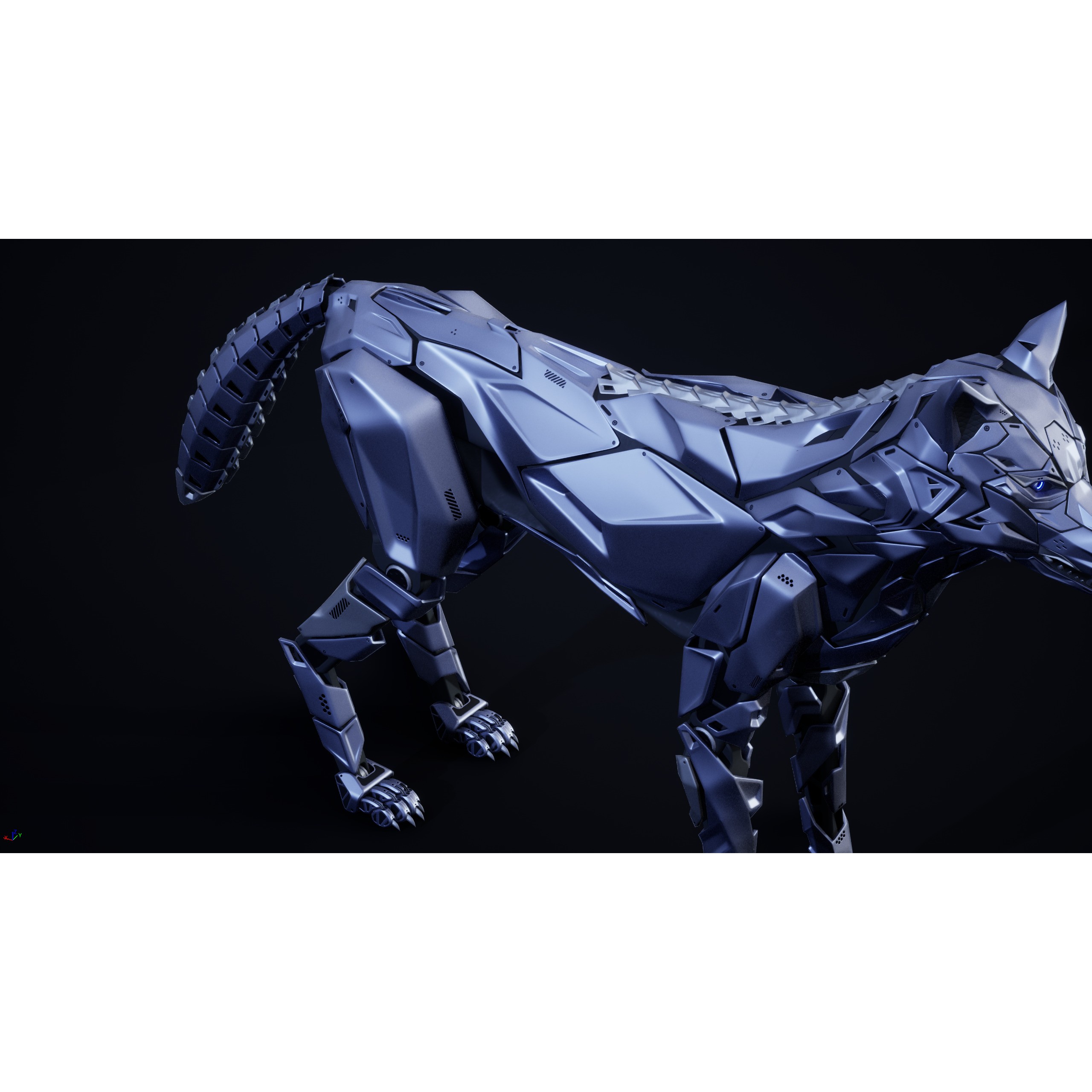 Robot Wolf - Low-Poly Game-Ready 3D Model - View 11