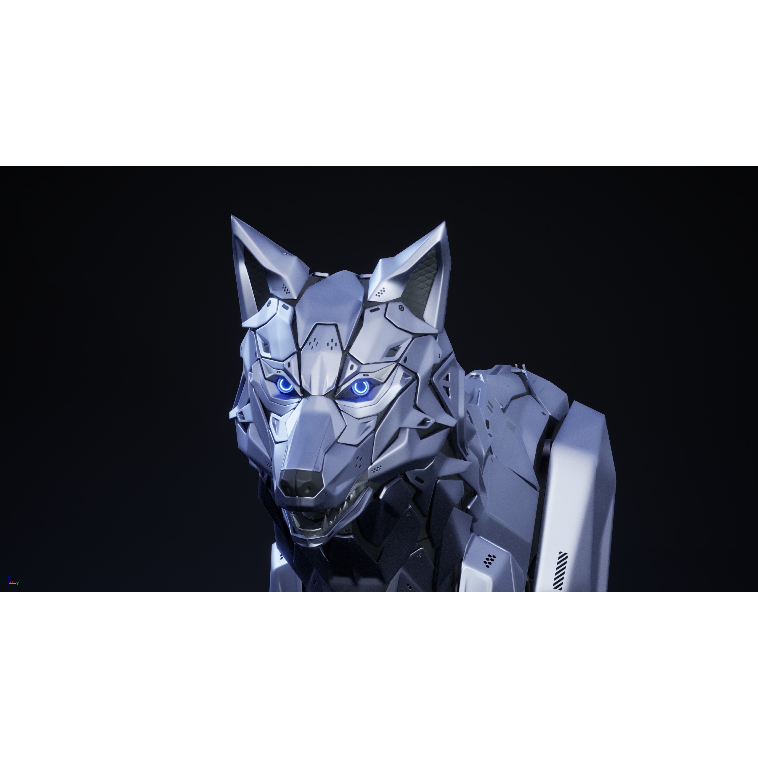 Robot Wolf - Low-Poly Game-Ready 3D Model - View 12