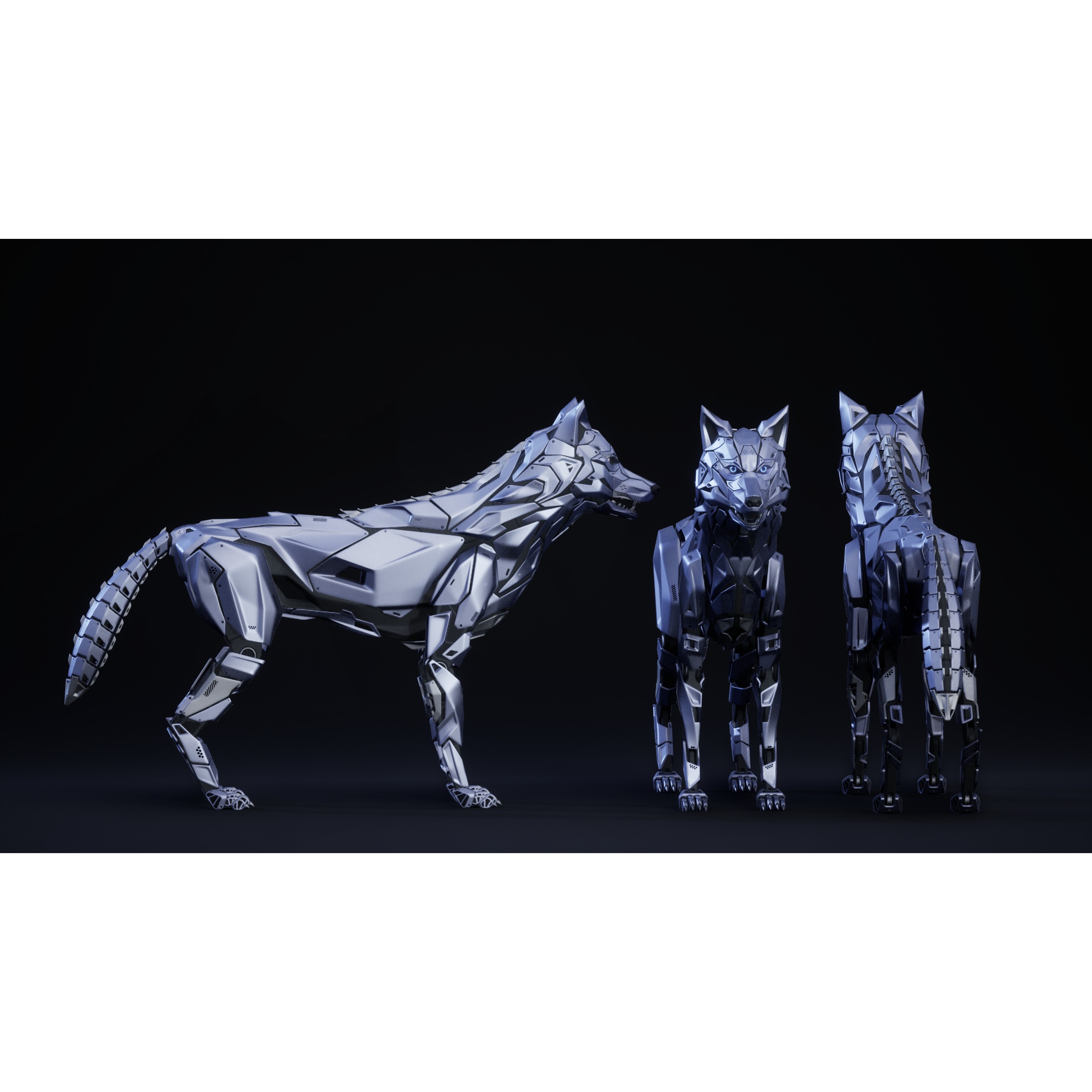 Robot Wolf - Low-Poly Game-Ready 3D Model - View 13
