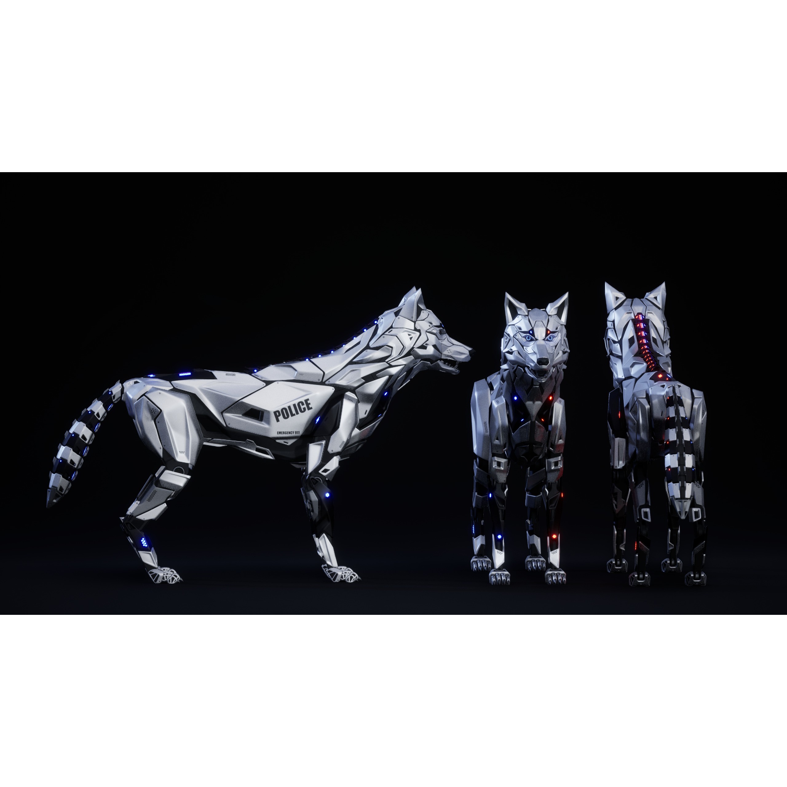 Robot Wolf - Low-Poly Game-Ready 3D Model - View 19