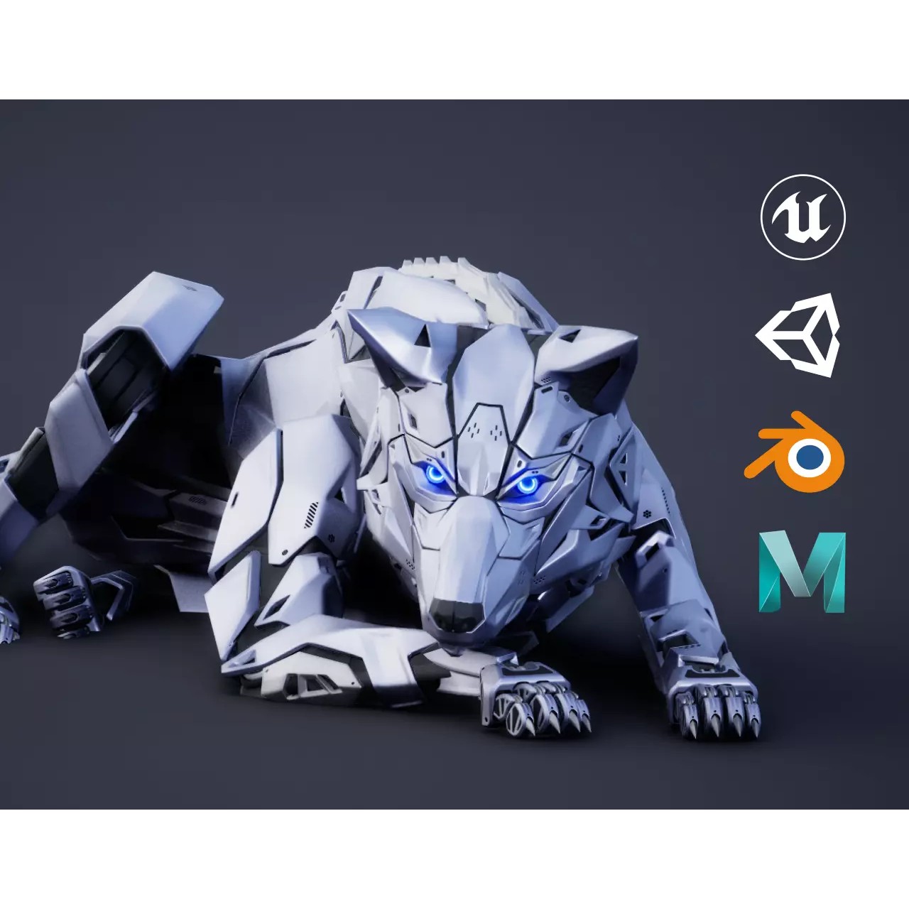 Robot Wolf - Low-Poly Game-Ready 3D Model - View 2