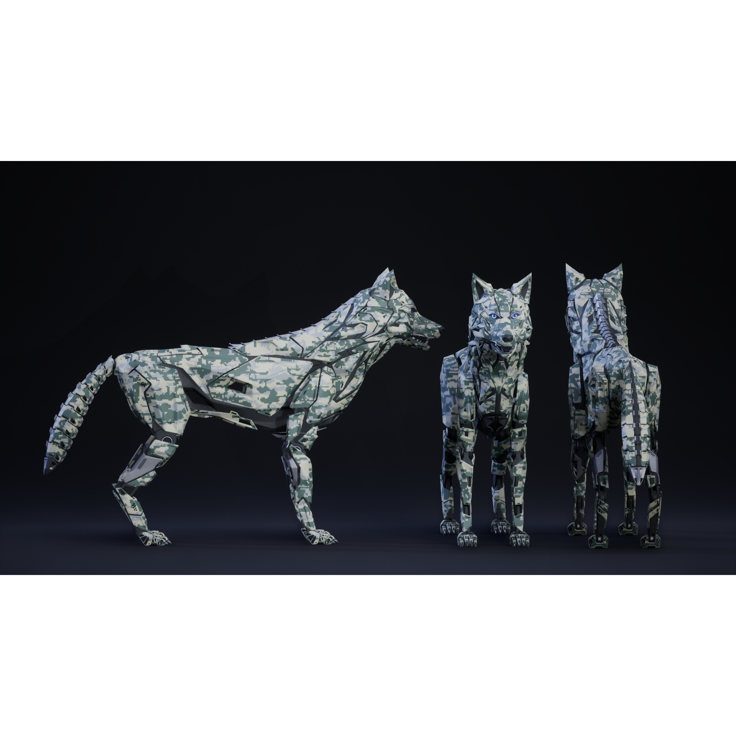 Robot Wolf - Low-Poly Game-Ready 3D Model - View 20