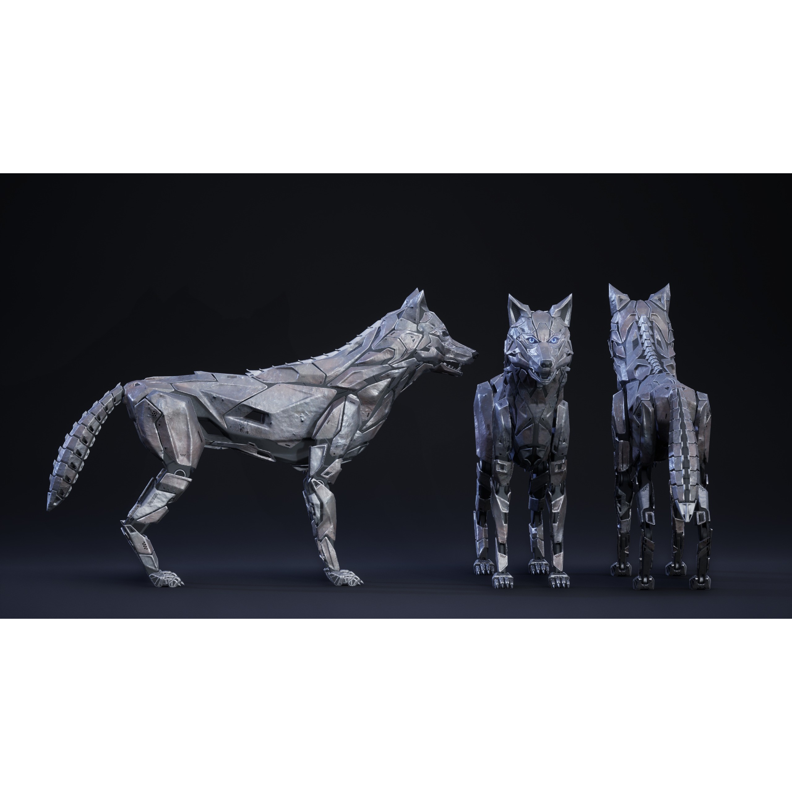 Robot Wolf - Low-Poly Game-Ready 3D Model - View 21