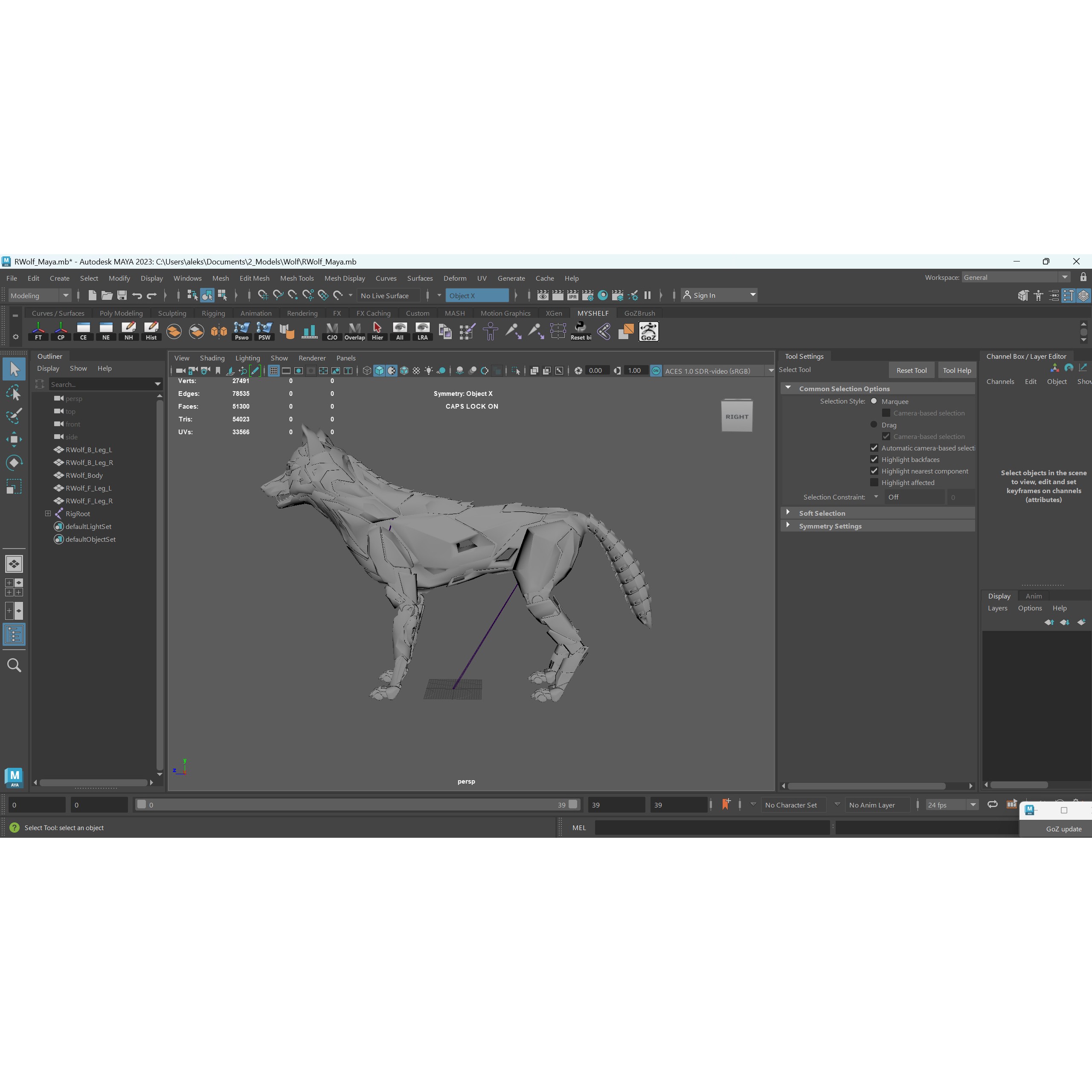 Robot Wolf - Low-Poly Game-Ready 3D Model - View 23