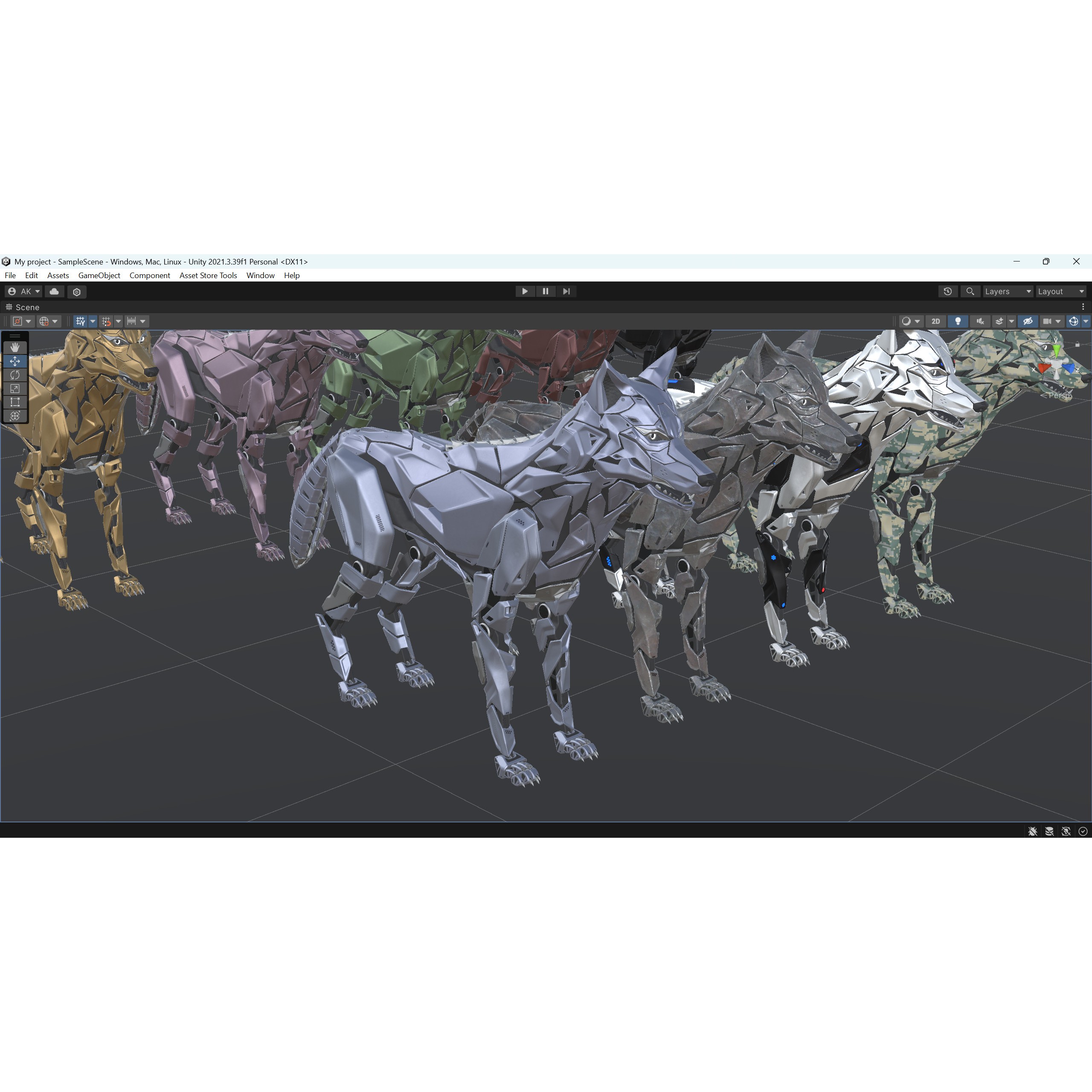Robot Wolf - Low-Poly Game-Ready 3D Model - View 24