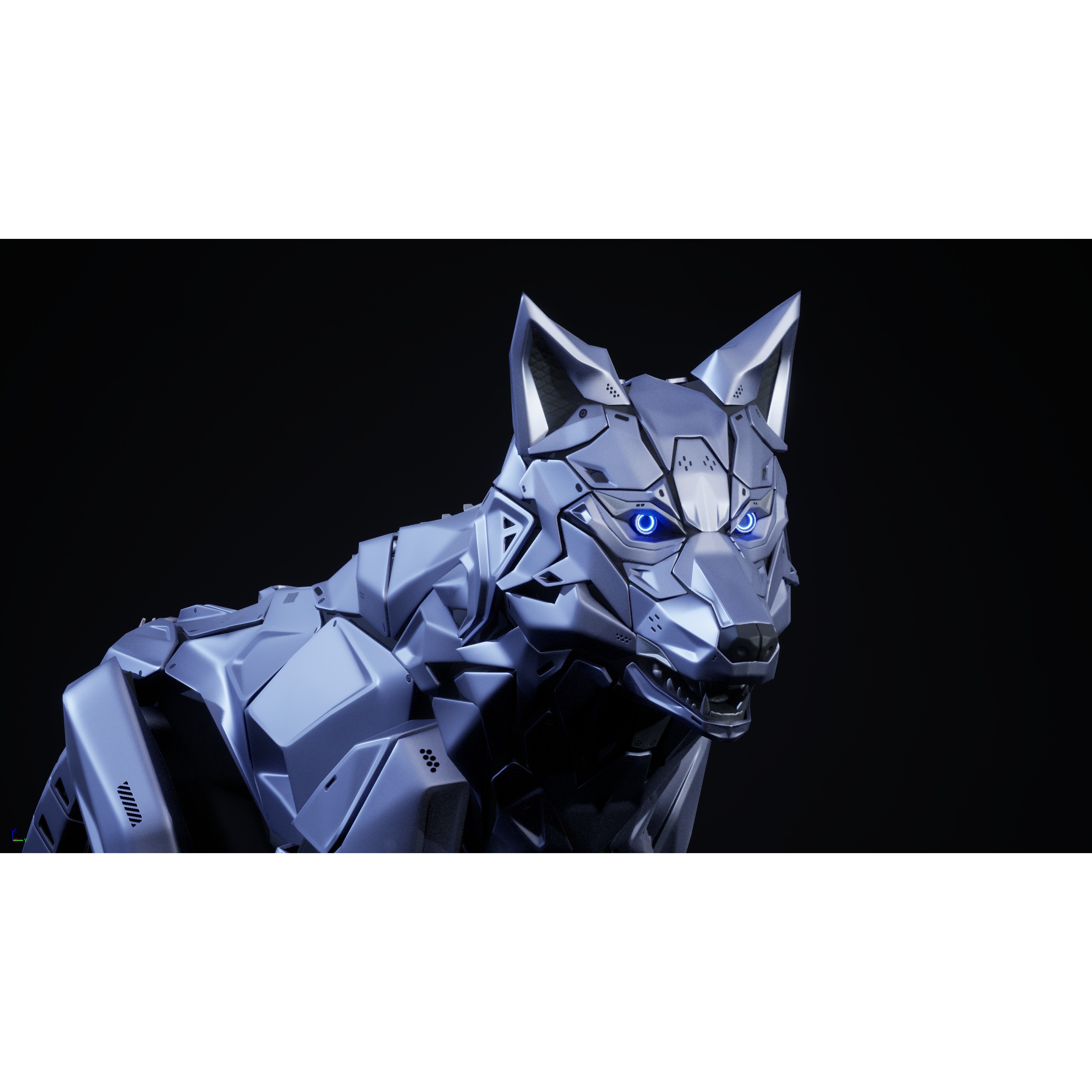 Robot Wolf - Low-Poly Game-Ready 3D Model - View 3