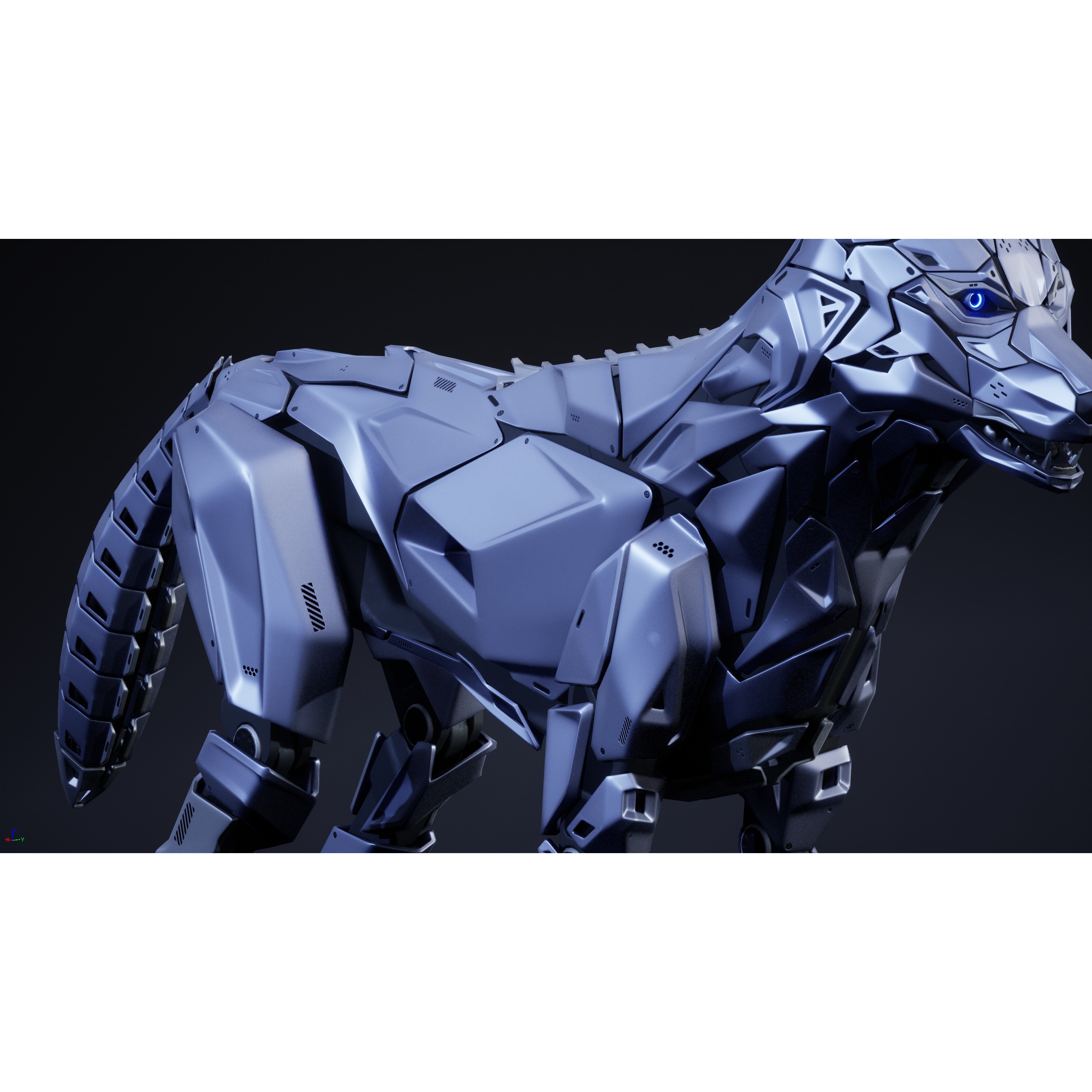 Robot Wolf - Low-Poly Game-Ready 3D Model - View 6