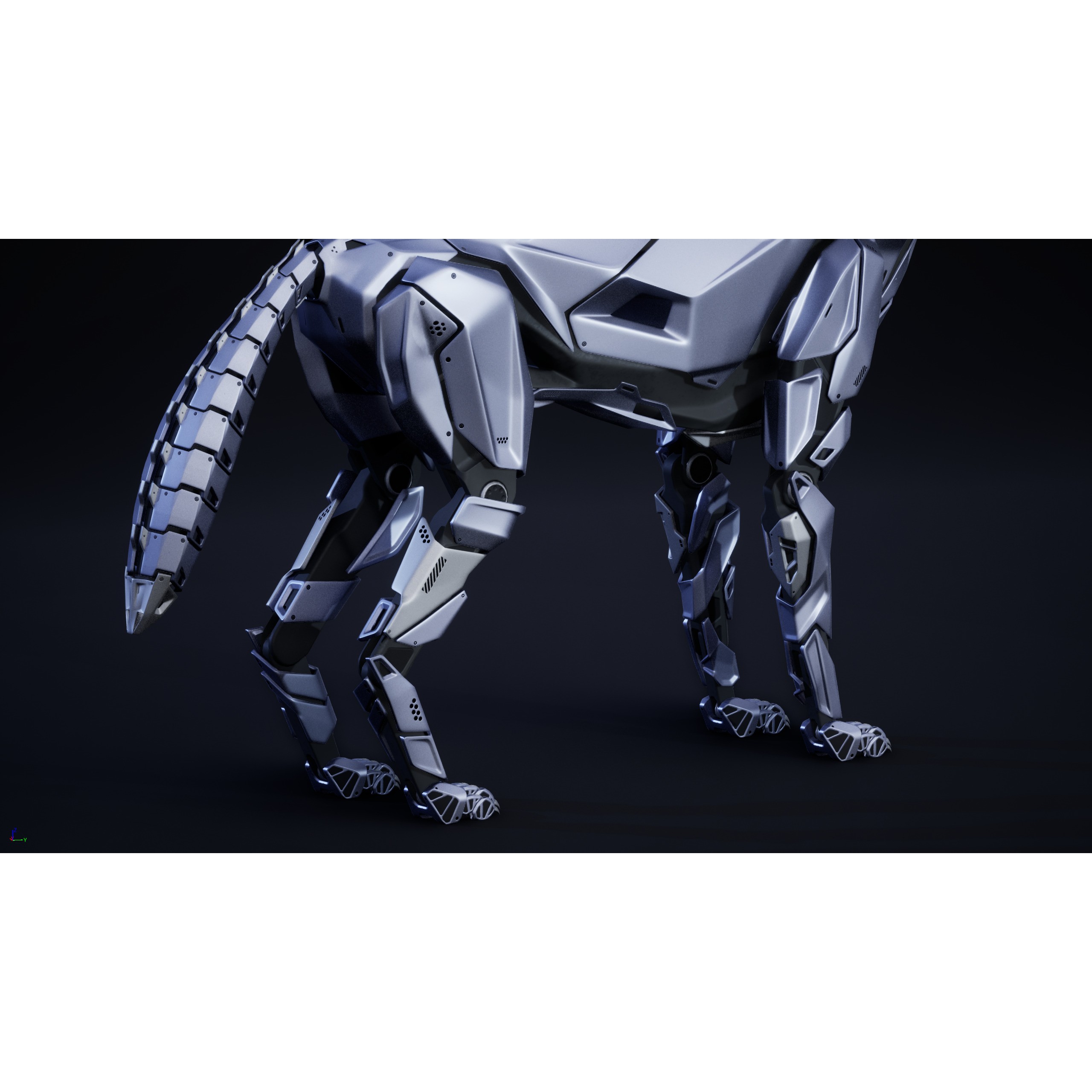 Robot Wolf - Low-Poly Game-Ready 3D Model - View 9