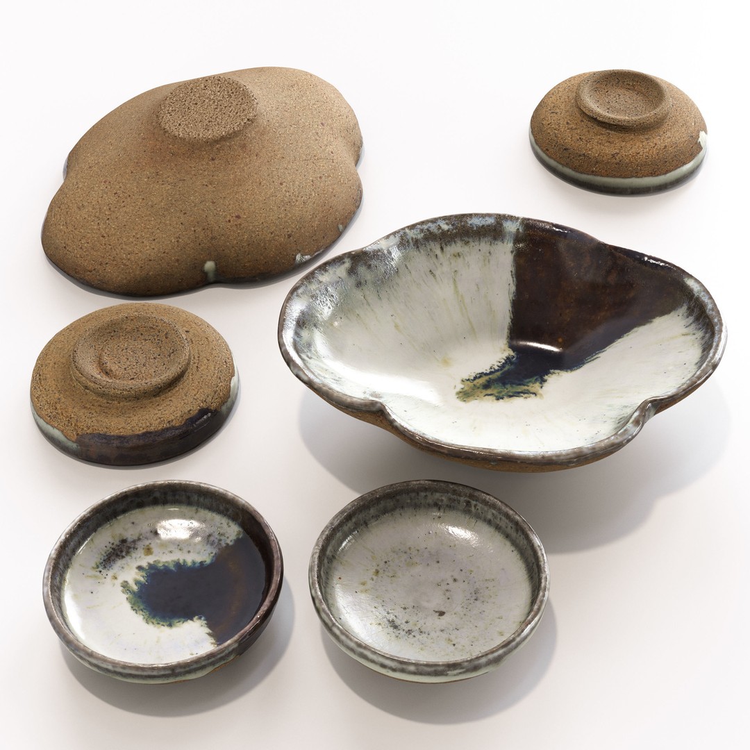 Japanese Tableware Set 3D Model – Low Poly PBR Asset, FBX, Blender - View 3