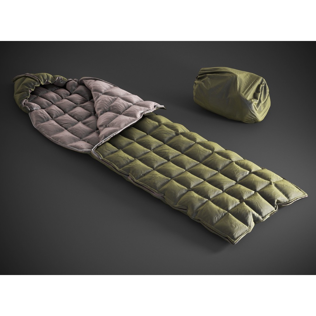 Sleeping Bag 3D Model – Low Poly Game Asset, FBX, PBR Textures - View 3