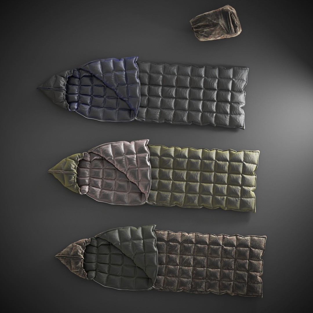 Sleeping Bag 3D Model – Low Poly Game Asset, FBX, PBR Textures - View 6