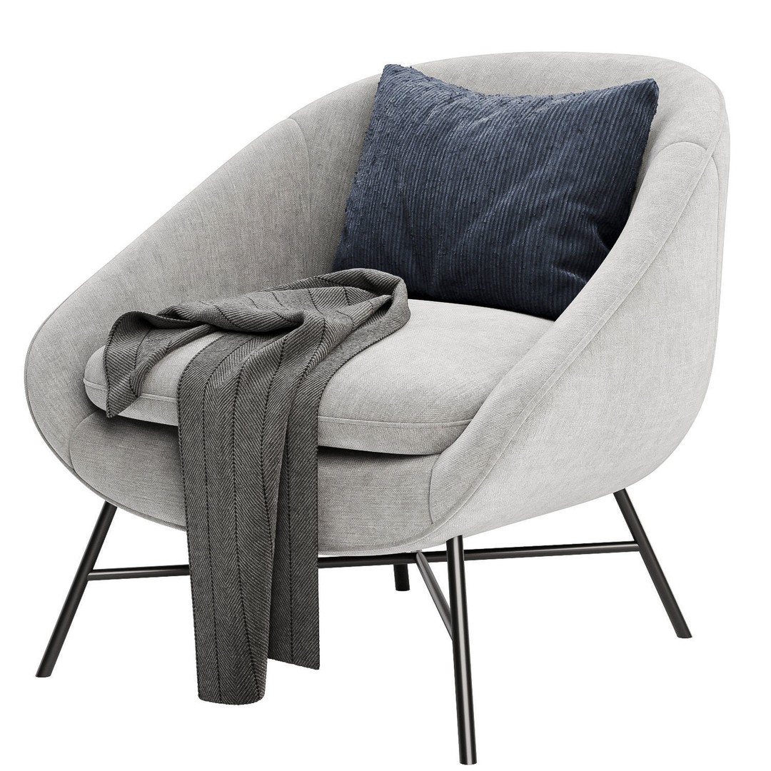 Barrow Lounge Chair 3D Model – Modern Fabric Armchair, FBX & OBJ - View 5