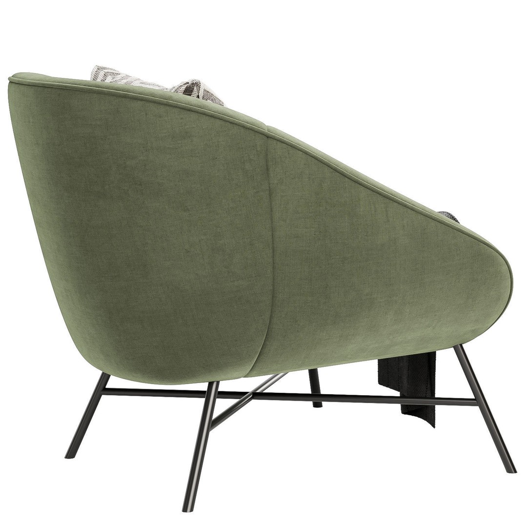 Barrow Lounge Chair 3D Model – Modern Fabric Armchair, FBX & OBJ - View 6