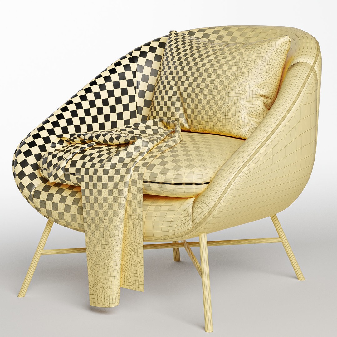 Barrow Lounge Chair 3D Model – Modern Fabric Armchair, FBX & OBJ - View 7