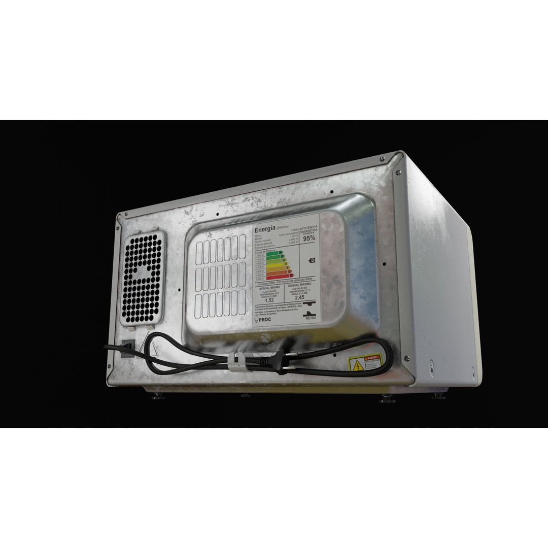 Microwave 3D Model – Low Poly Game Asset, PBR Textures, FBX - View 11