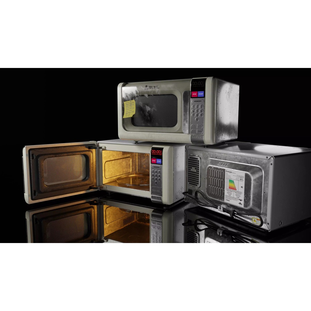 Microwave 3D Model – Low Poly Game Asset, PBR Textures, FBX - View 2