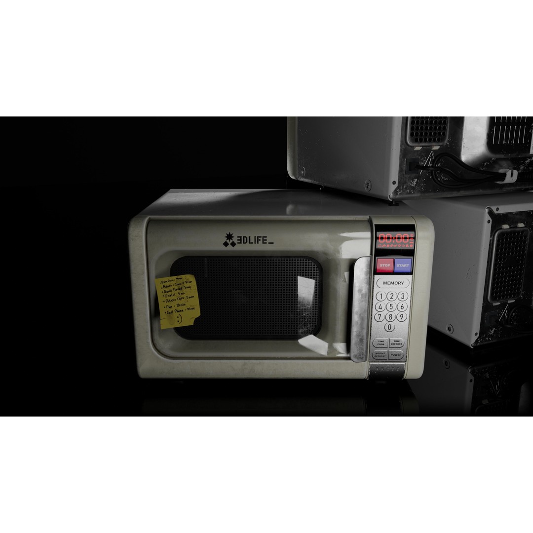 Microwave 3D Model – Low Poly Game Asset, PBR Textures, FBX - View 3