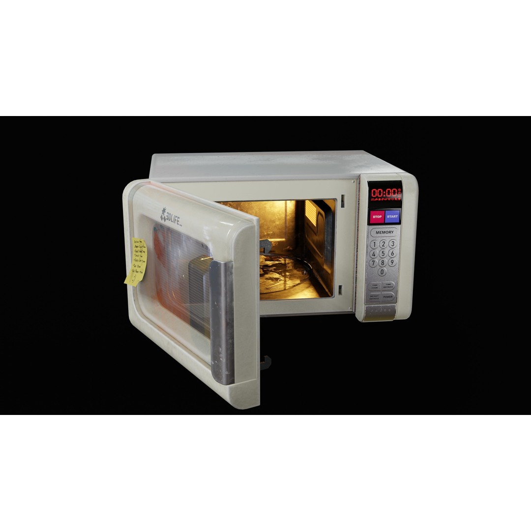 Microwave 3D Model – Low Poly Game Asset, PBR Textures, FBX - View 4
