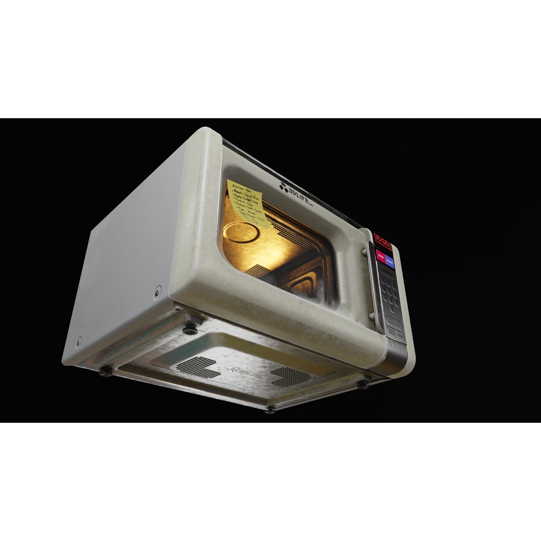 Microwave 3D Model – Low Poly Game Asset, PBR Textures, FBX - View 5
