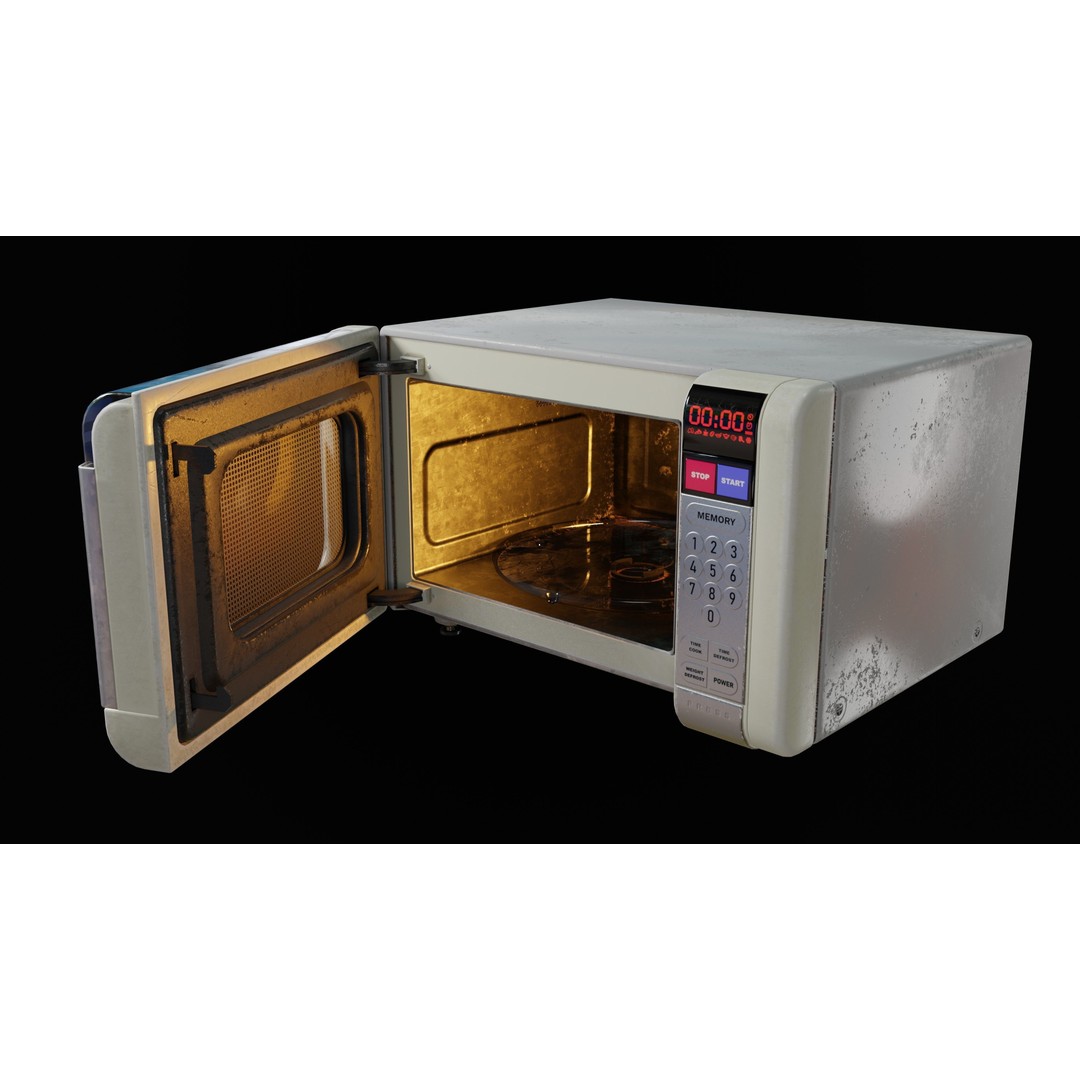 Microwave 3D Model – Low Poly Game Asset, PBR Textures, FBX - View 6