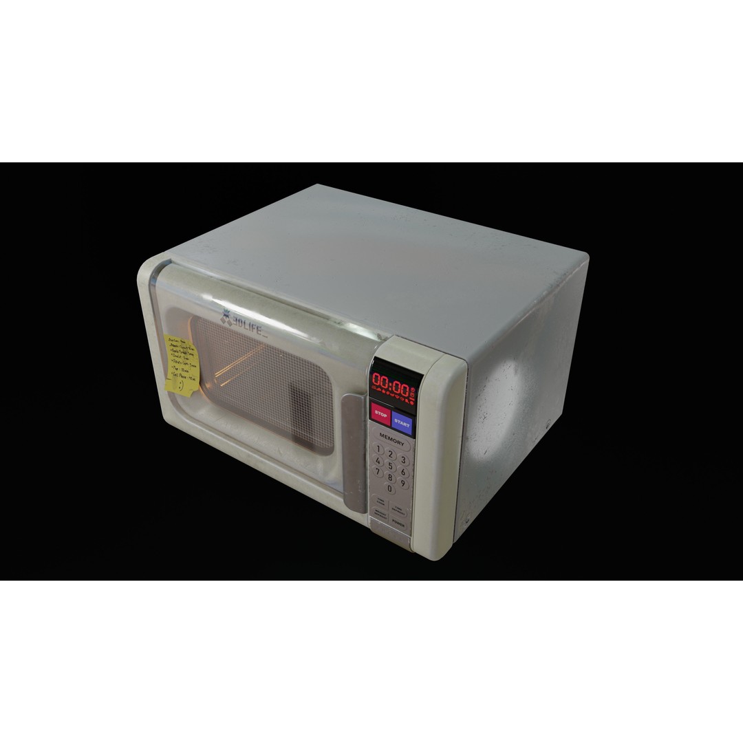 Microwave 3D Model – Low Poly Game Asset, PBR Textures, FBX - View 7