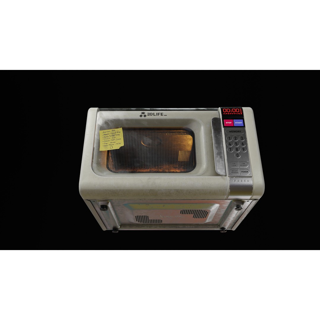 Microwave 3D Model – Low Poly Game Asset, PBR Textures, FBX - View 8
