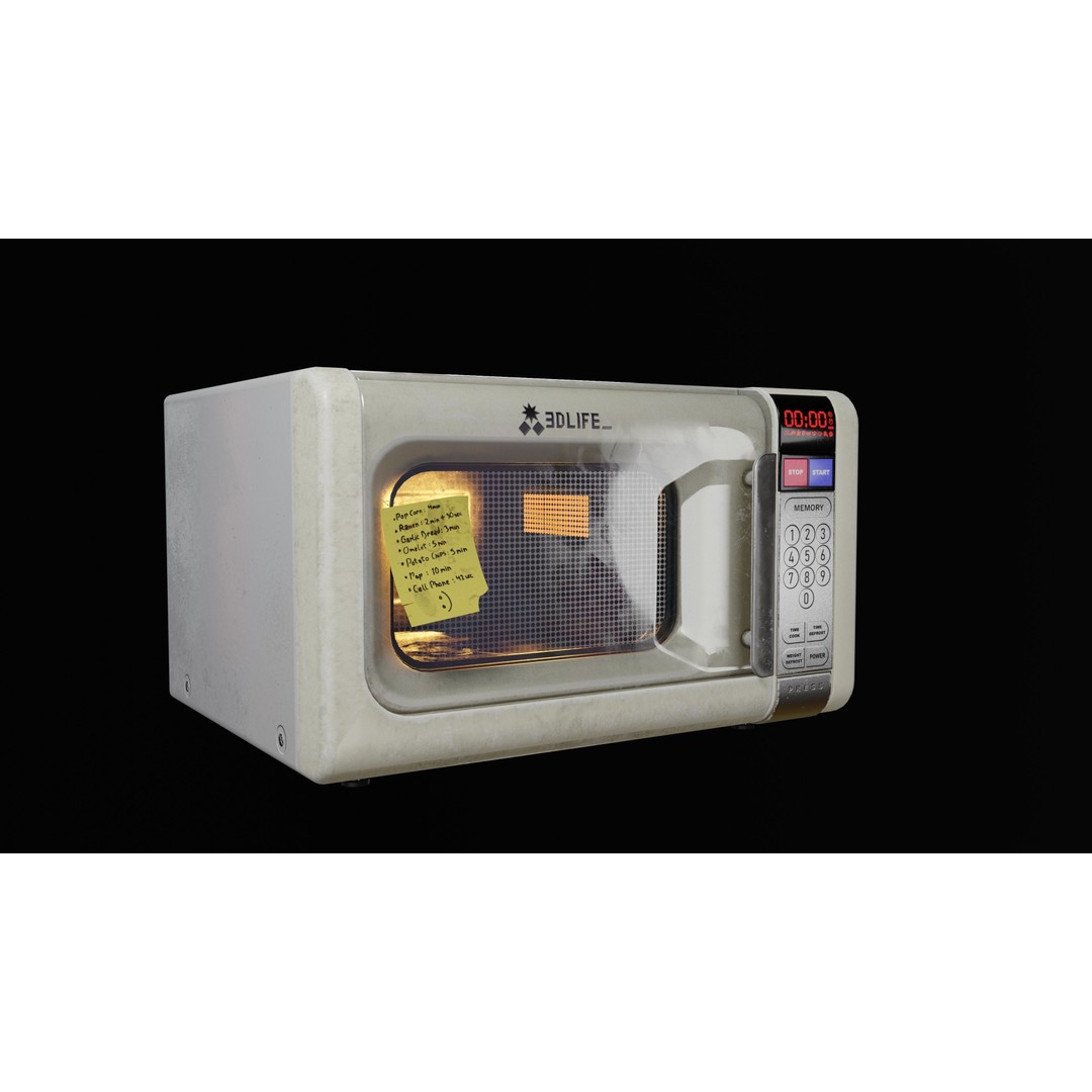 Microwave 3D Model – Low Poly Game Asset, PBR Textures, FBX - View 9