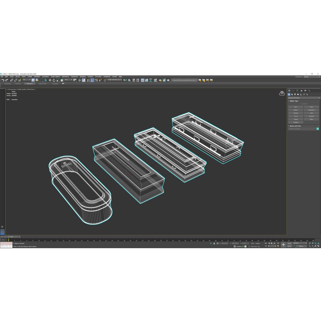 Coffins 3D Model – Low Poly Mahogany Casket for Games, FBX & OBJ