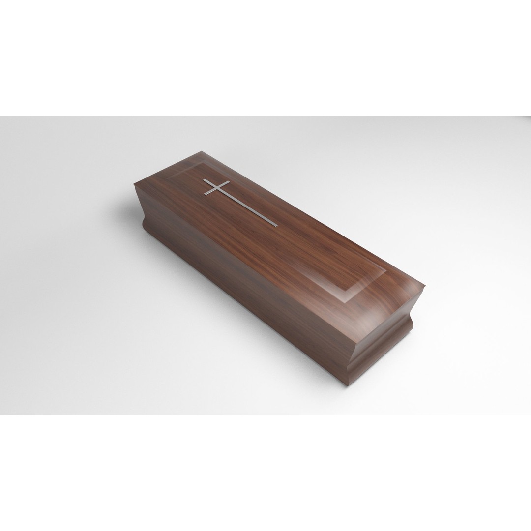 Coffins 3D Model – Low Poly Mahogany Casket for Games, FBX & OBJ - View 10