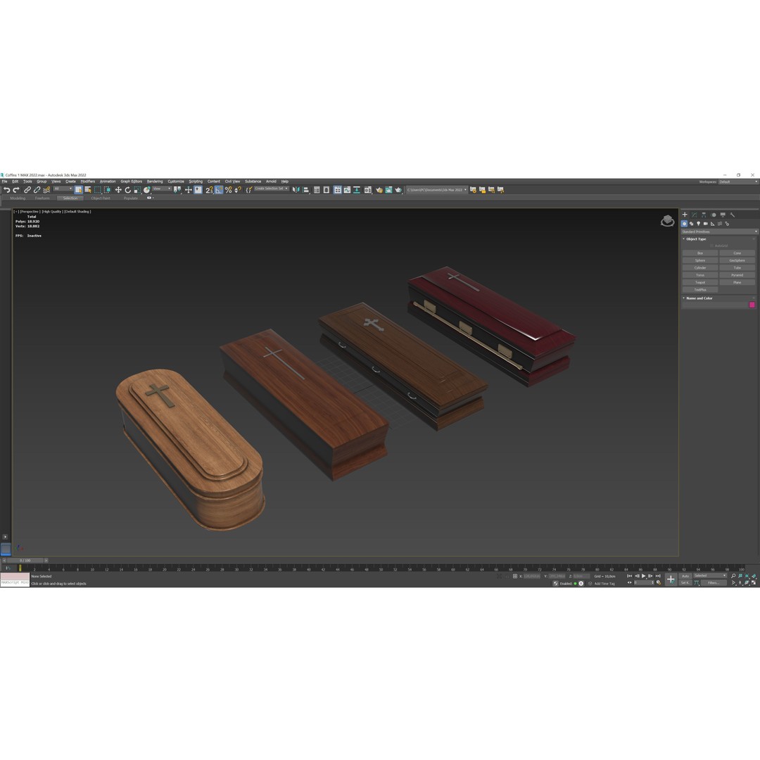 Coffins 3D Model – Low Poly Mahogany Casket for Games, FBX & OBJ - View 13