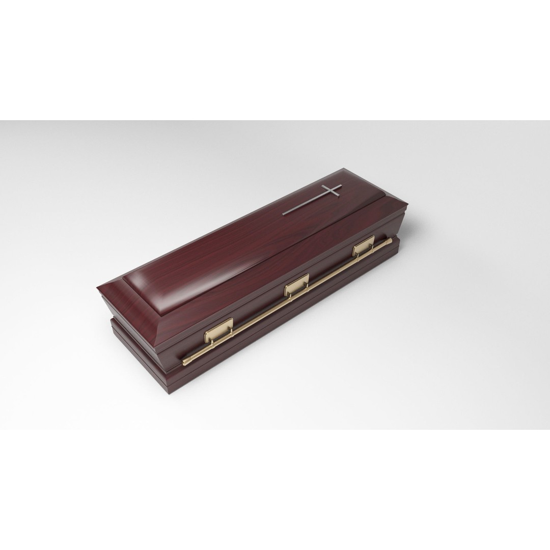 Coffins 3D Model – Low Poly Mahogany Casket for Games, FBX & OBJ - View 7