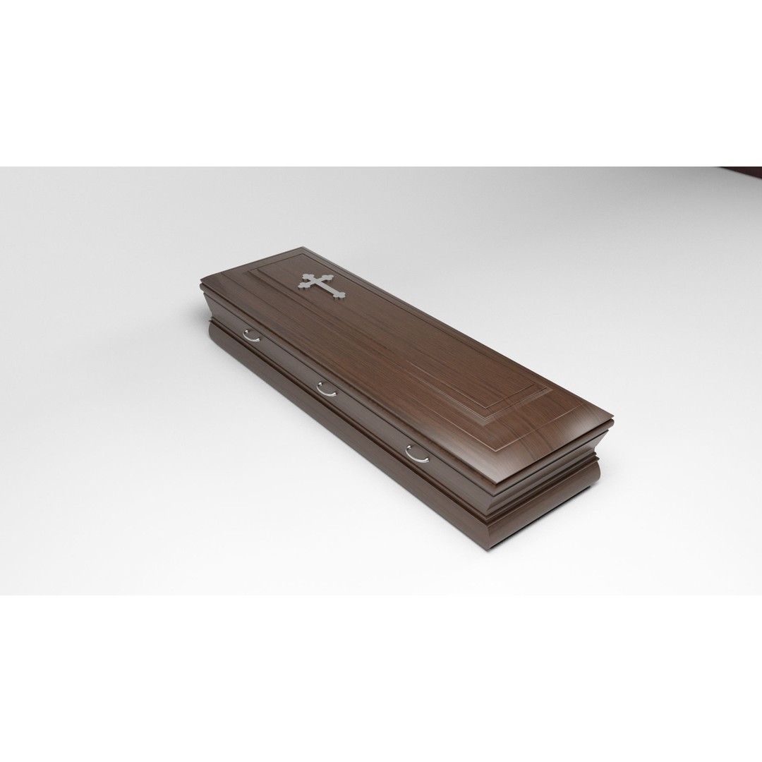 Coffins 3D Model – Low Poly Mahogany Casket for Games, FBX & OBJ - View 8