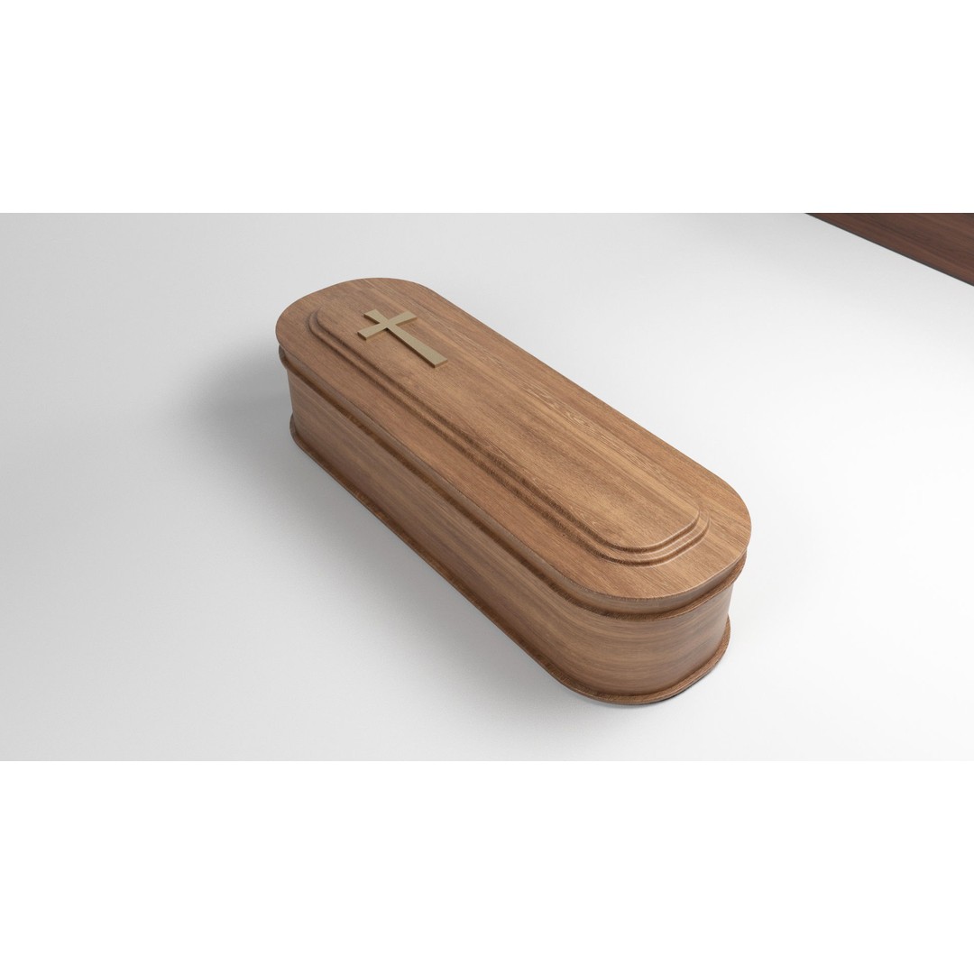 Coffins 3D Model – Low Poly Mahogany Casket for Games, FBX & OBJ - View 9