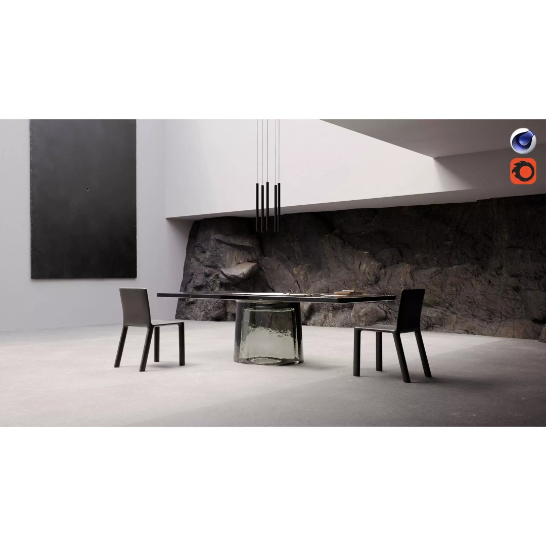 Architectural Living Room 3D Model – Modern Minimalist Scene, Cinema 4D - View 2