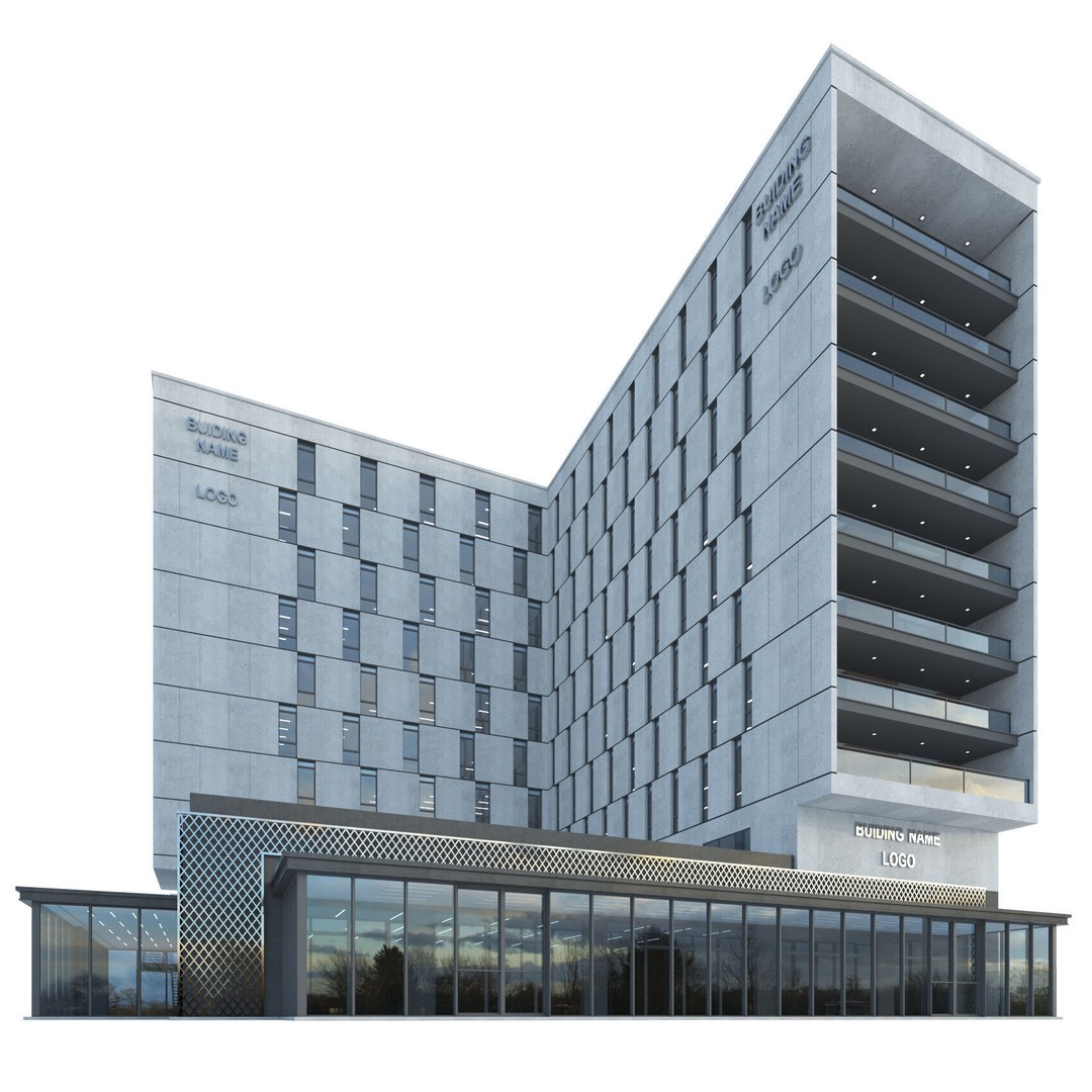 High-Rise Office Building 3D Model – Low Poly Architectural Asset, FBX, OBJ - View 5