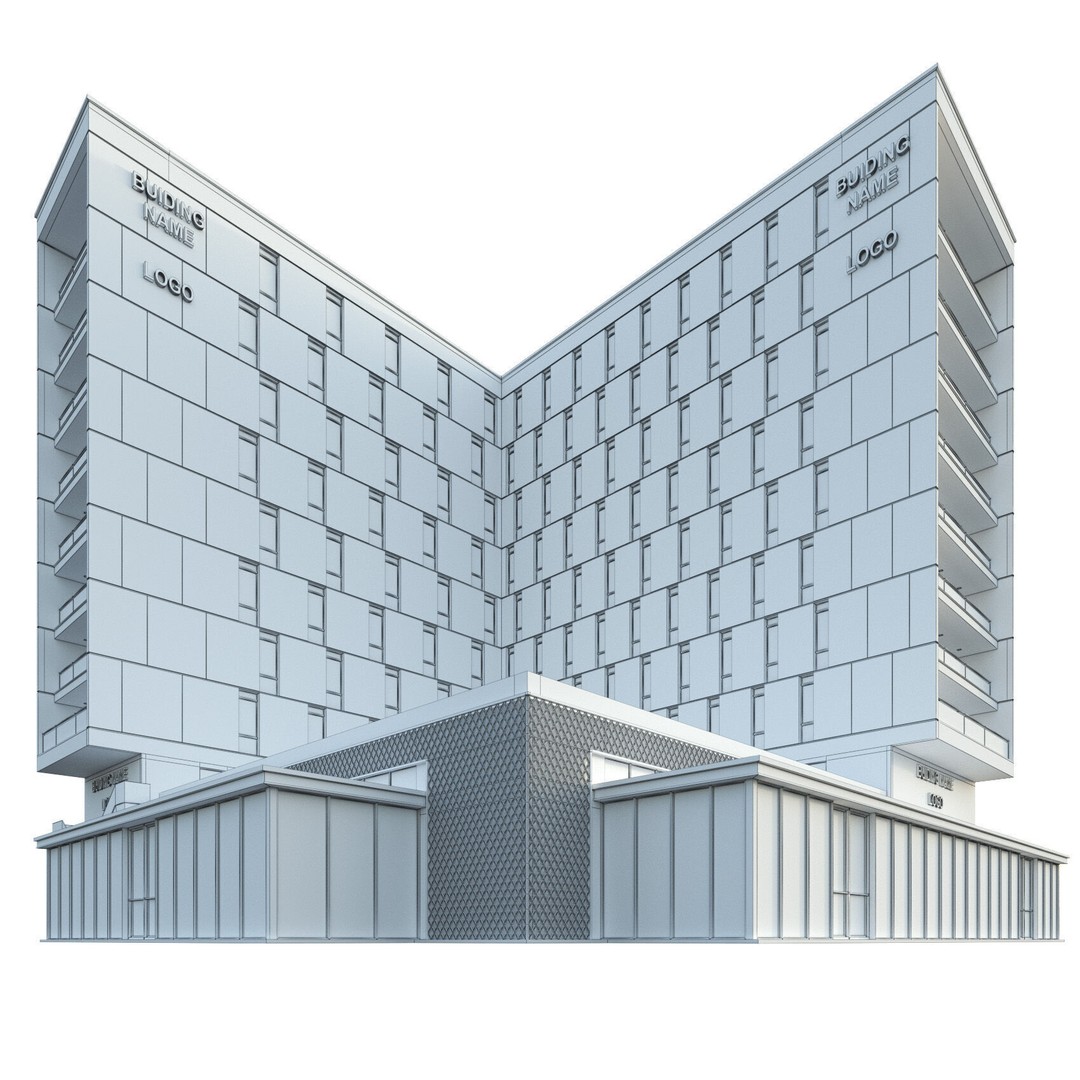 High-Rise Office Building 3D Model – Low Poly Architectural Asset, FBX, OBJ - View 7