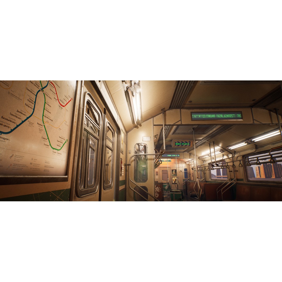Cyberpunk Subway Train 3D Model – Low Poly Game Asset, UE5 Compatible - View 12