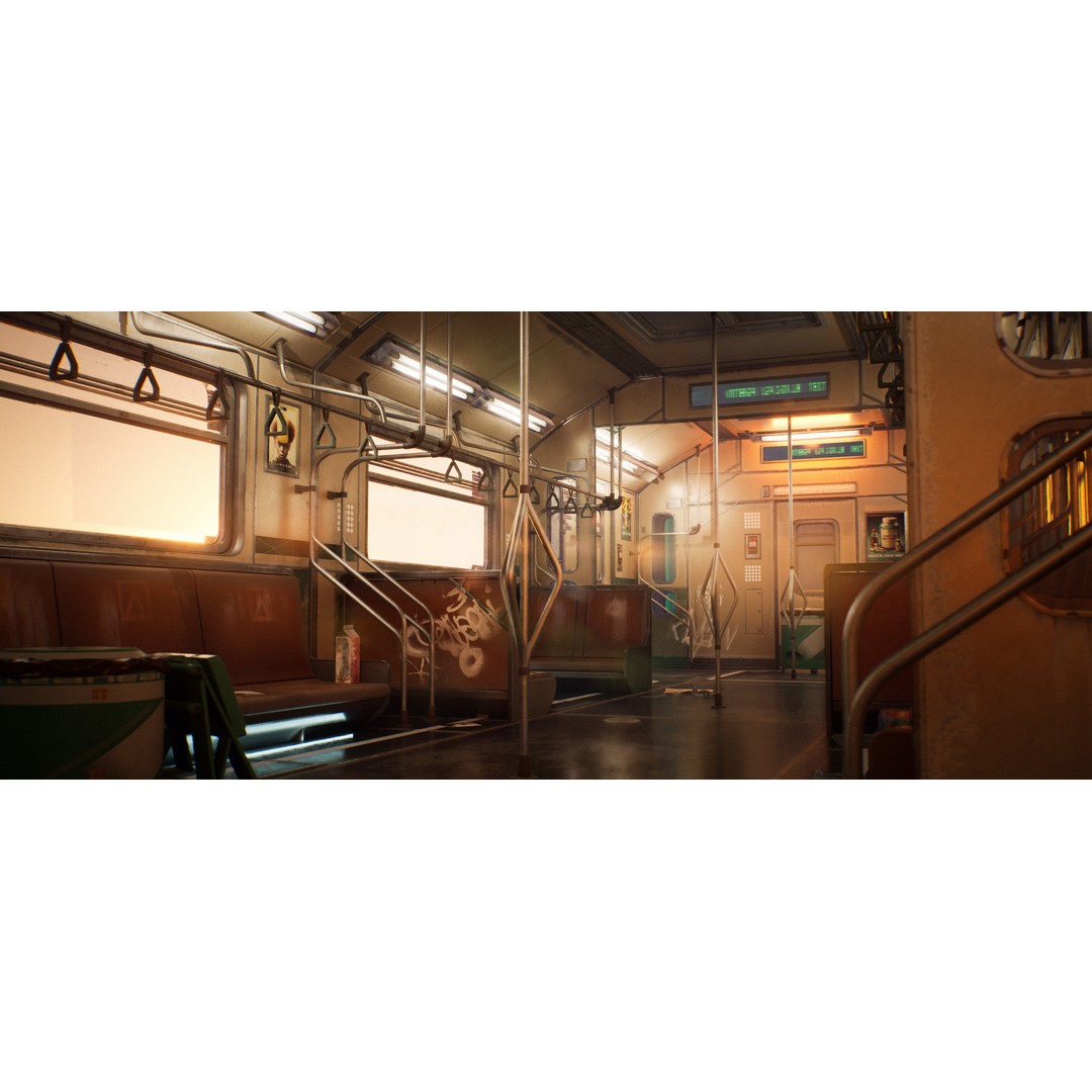 Cyberpunk Subway Train 3D Model – Low Poly Game Asset, UE5 Compatible - View 4