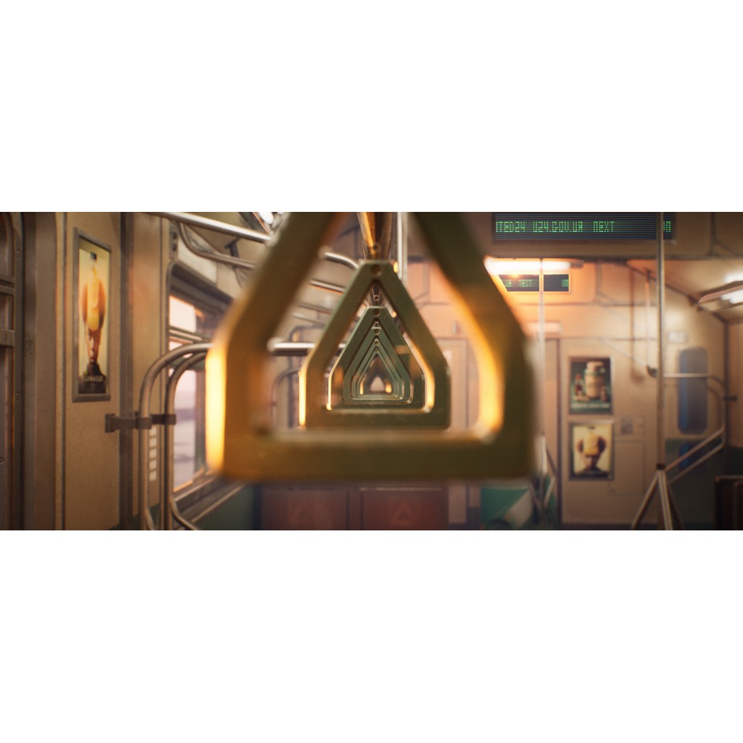 Cyberpunk Subway Train 3D Model – Low Poly Game Asset, UE5 Compatible - View 5