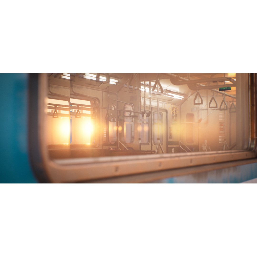 Cyberpunk Subway Train 3D Model – Low Poly Game Asset, UE5 Compatible - View 6