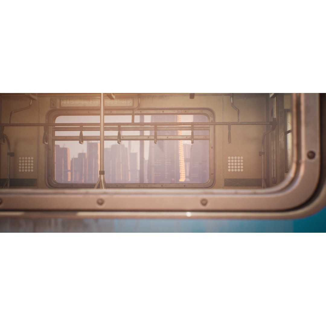 Cyberpunk Subway Train 3D Model – Low Poly Game Asset, UE5 Compatible - View 7