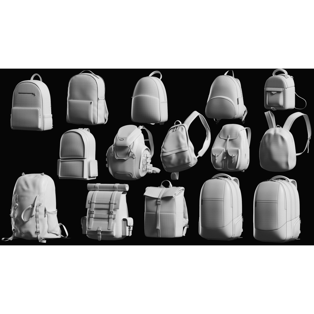 Bags Basemesh Collection 3D Model – High-Quality Tote, Backpack, and Luggage Meshes, FBX, OBJ - View 29