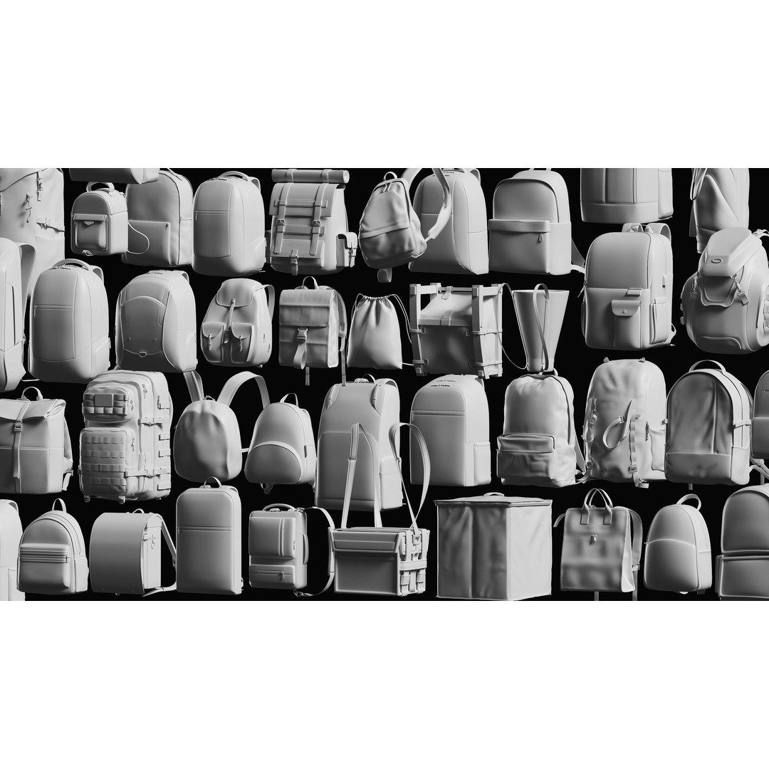 Bags Basemesh Collection 3D Model – High-Quality Tote, Backpack, and Luggage Meshes, FBX, OBJ - View 3