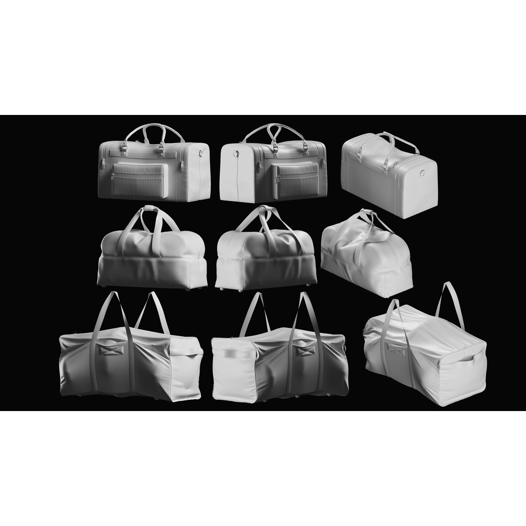 Bags Basemesh Collection 3D Model – High-Quality Tote, Backpack, and Luggage Meshes, FBX, OBJ - View 36